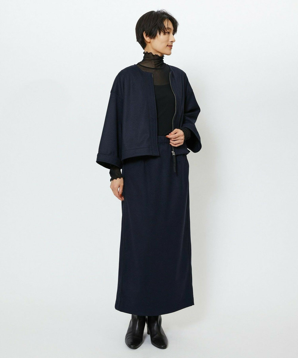 feerique feerique ウールライクニットツイルパイピングスカート ネイビー