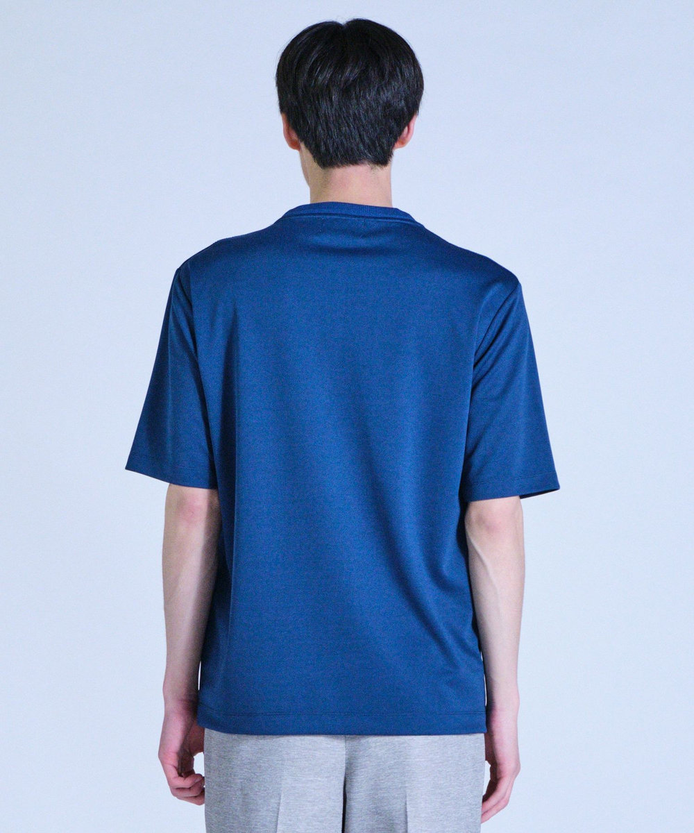 UNION STATION ニット×ポンチコンビハーフスリーブTシャツ＜ストレッチ・マシンウォッシャブル＞ ブルー