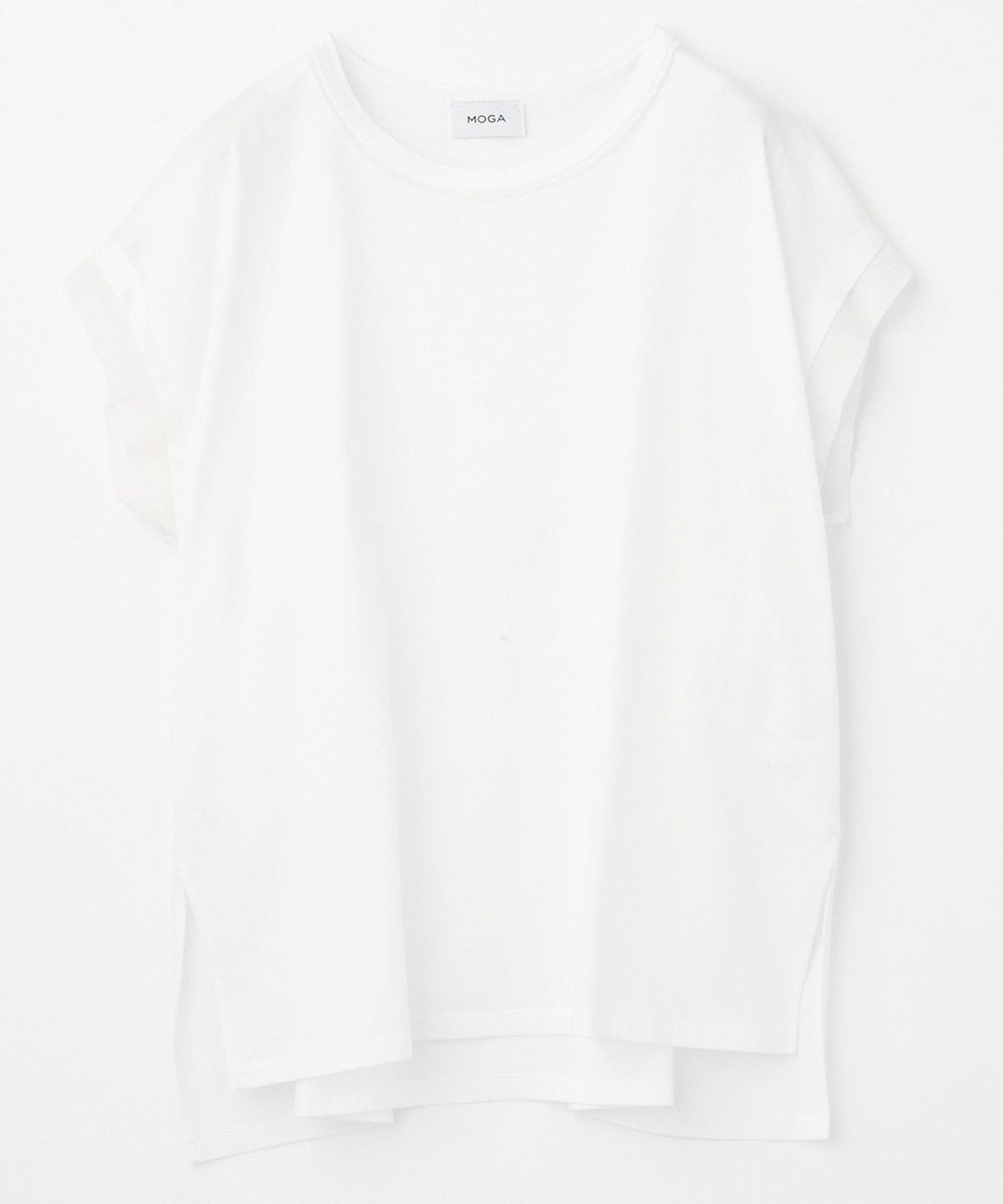 MOGA 60/2天竺メッシュレイヤードクルーネックTシャツ オフホワイト