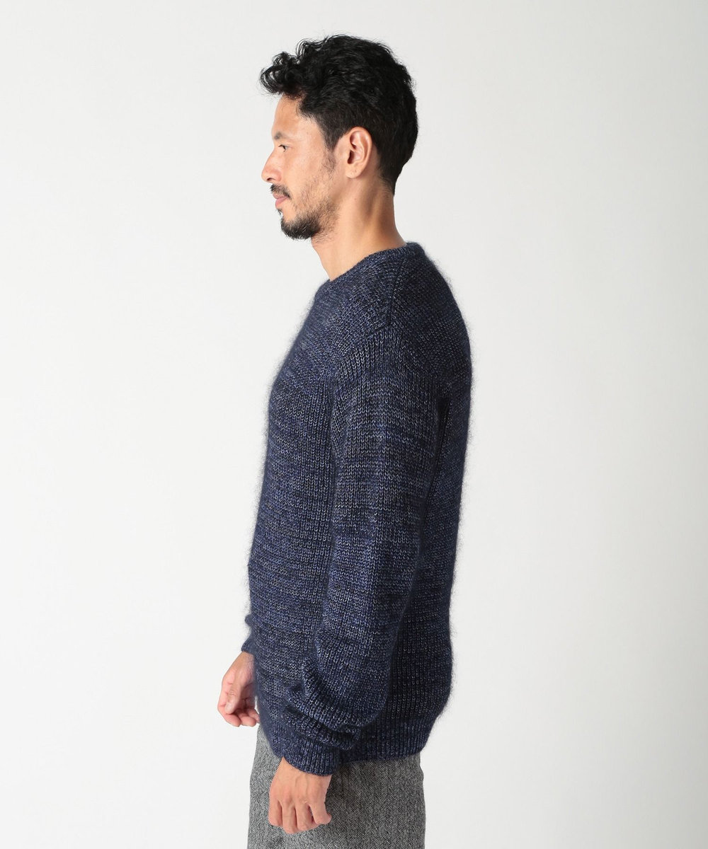 MEN'S BIGI キッドモヘアクルーネックニット ブルー