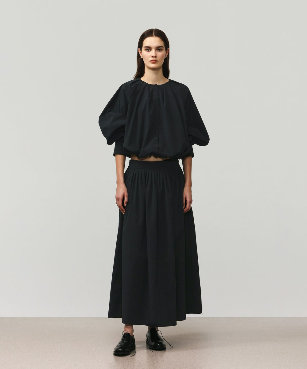 DÉPAREILLÉ TYPEWRITER TUCK SKIRT / タイプライタータックスカート ネイビー