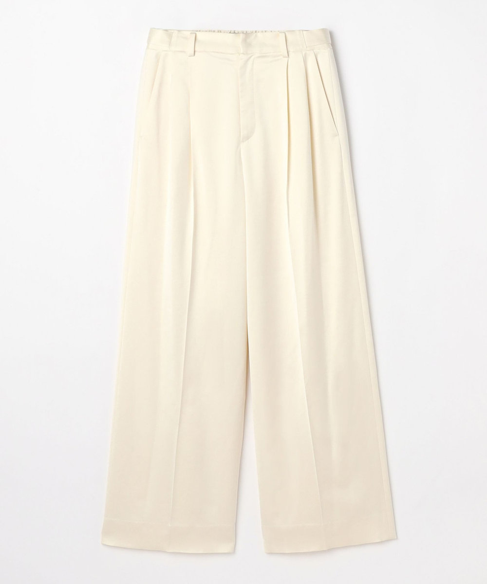 DÉPAREILLÉ WOOL SATIN TUCK PANTS / ウールサテンタックパンツ ホワイト