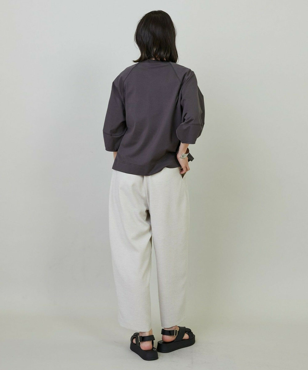 L'EQUIPE Lサイズ（大きいサイズ） 【大きいサイズ】スラブ綿麻セミワイドパンツ アイボリー