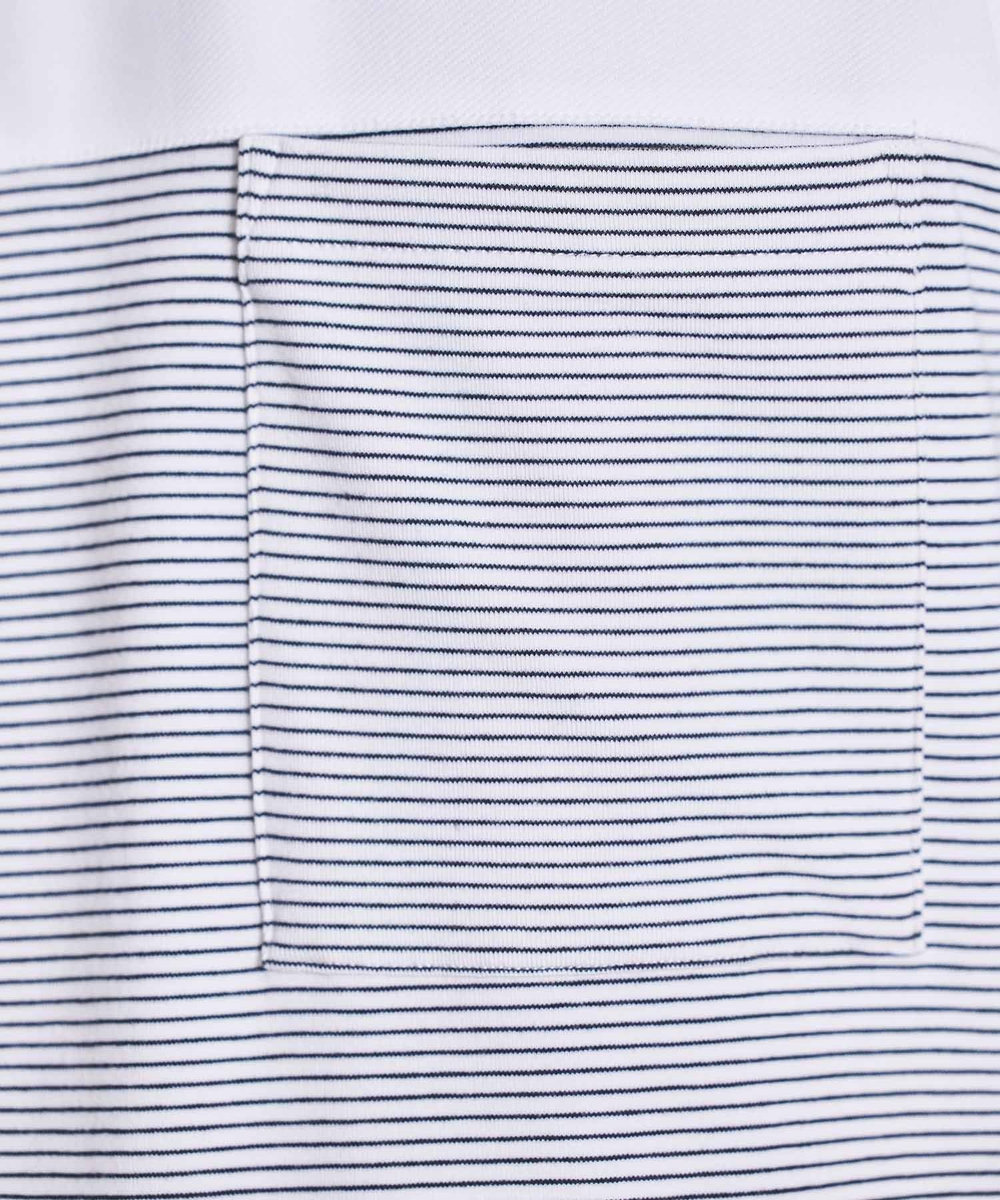UNION STATION ボーダー天竺×ストレッチカルゼTシャツ ホワイト