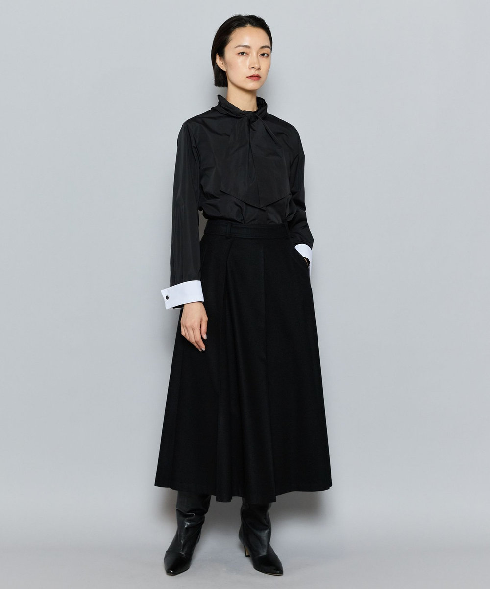 L'EQUIPE COUTURIER シルク混タフタ＆コットンシャツ ブラック