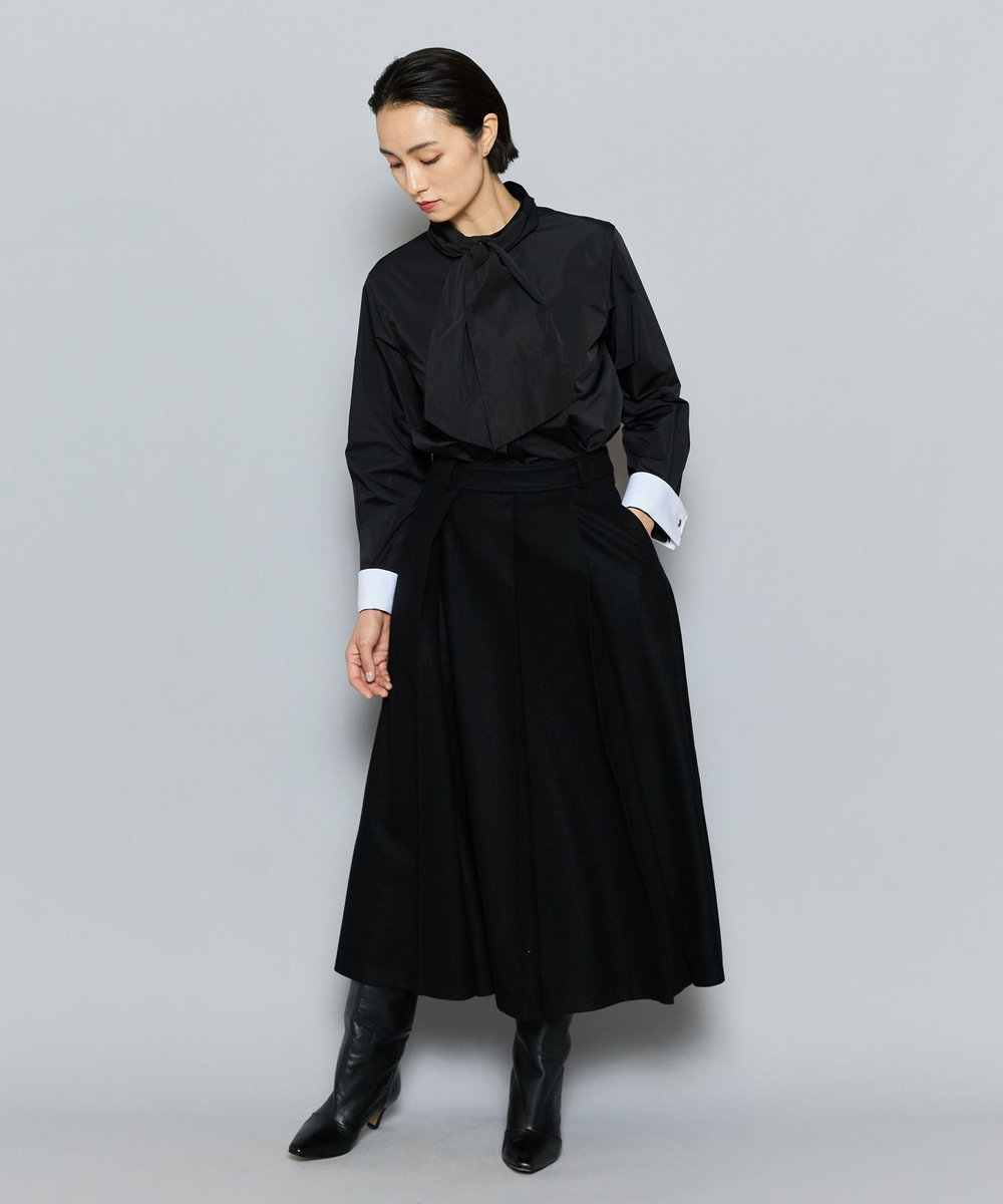 L'EQUIPE COUTURIER シルク混タフタ＆コットンシャツ ブラック