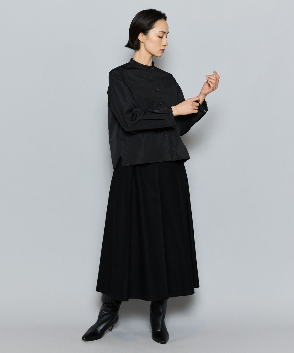 L'EQUIPE COUTURIER シルク混タフタ＆コットンシャツ ブラック