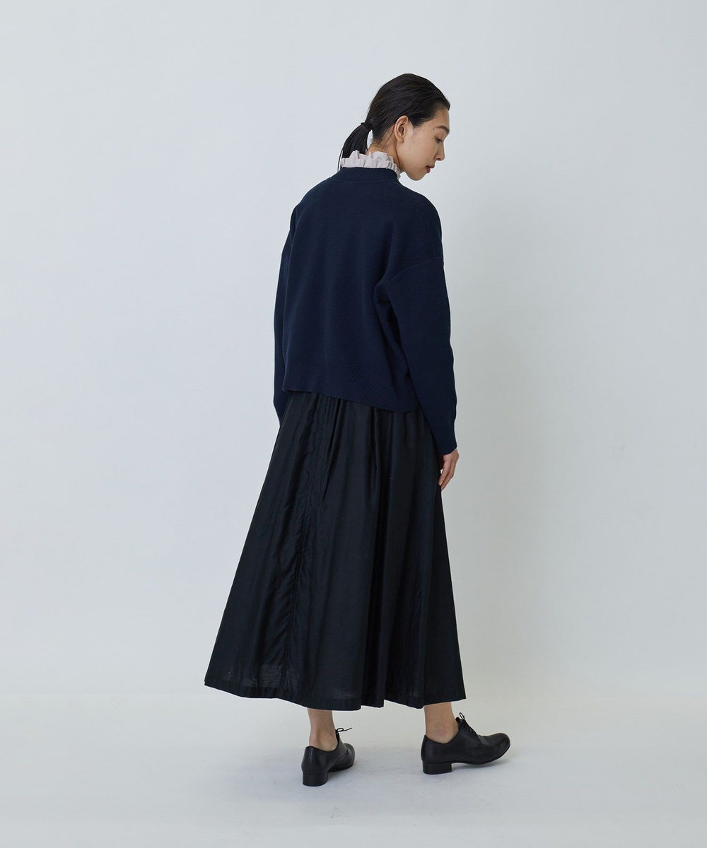 LOISIR コットン接結編みショートカーディガン ネイビー