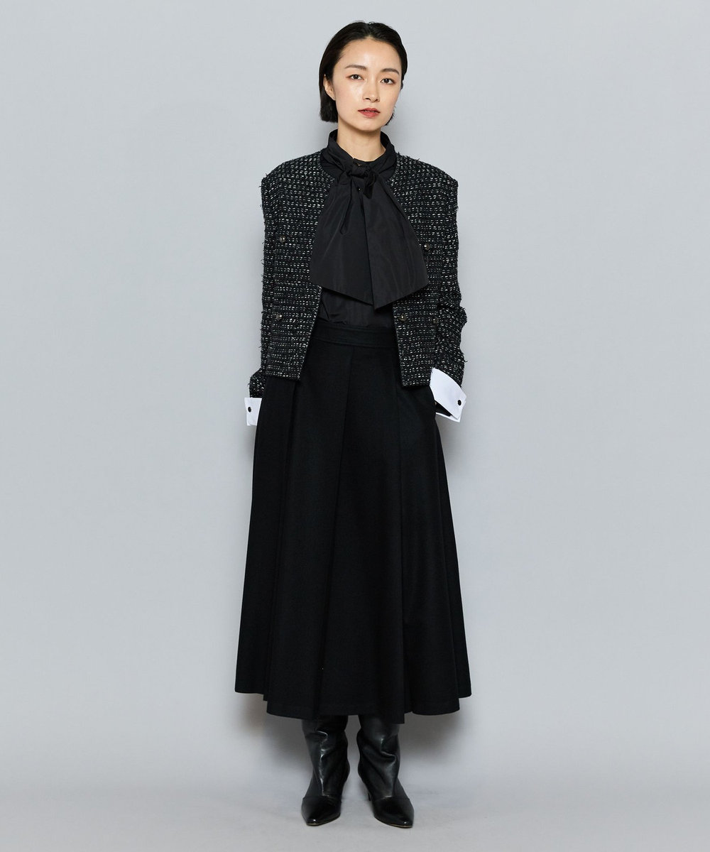L'EQUIPE COUTURIER シルク混タフタ＆コットンシャツ ブラック
