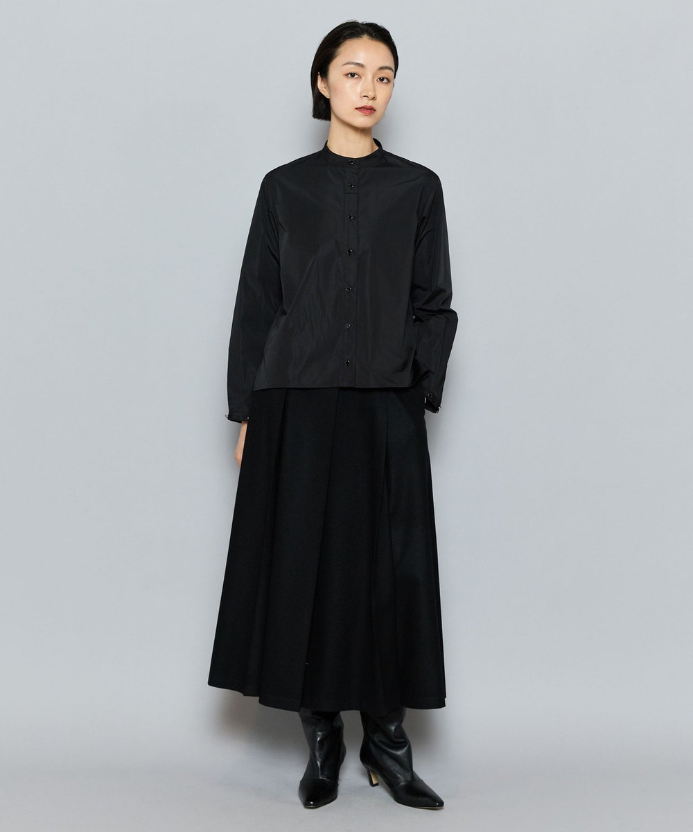 L'EQUIPE COUTURIER シルク混タフタ＆コットンシャツ ブラック