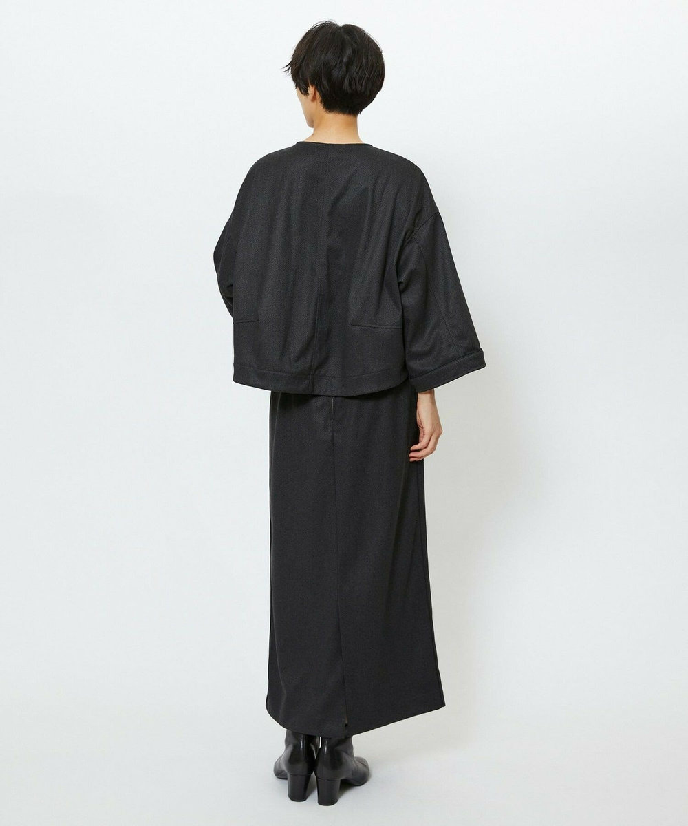 feerique feerique ウールライクニットツイルパイピングスカート チャコールグレー