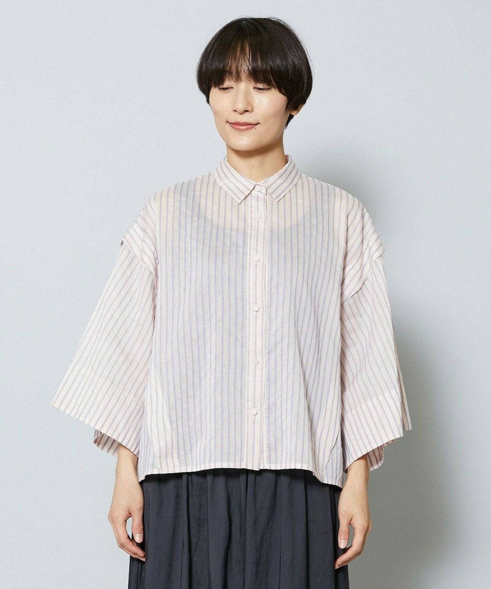 MOGA シアーストライプシャツ パープル