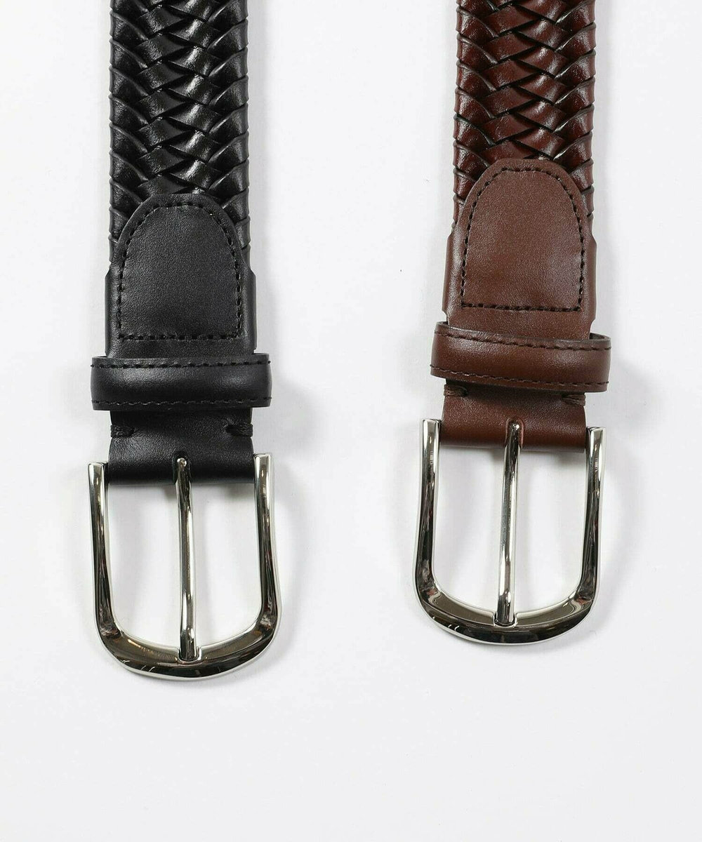 MEN'S BIGI 【DOMODOSSOLA】レザーメッシュプレーンベルト ブラウン