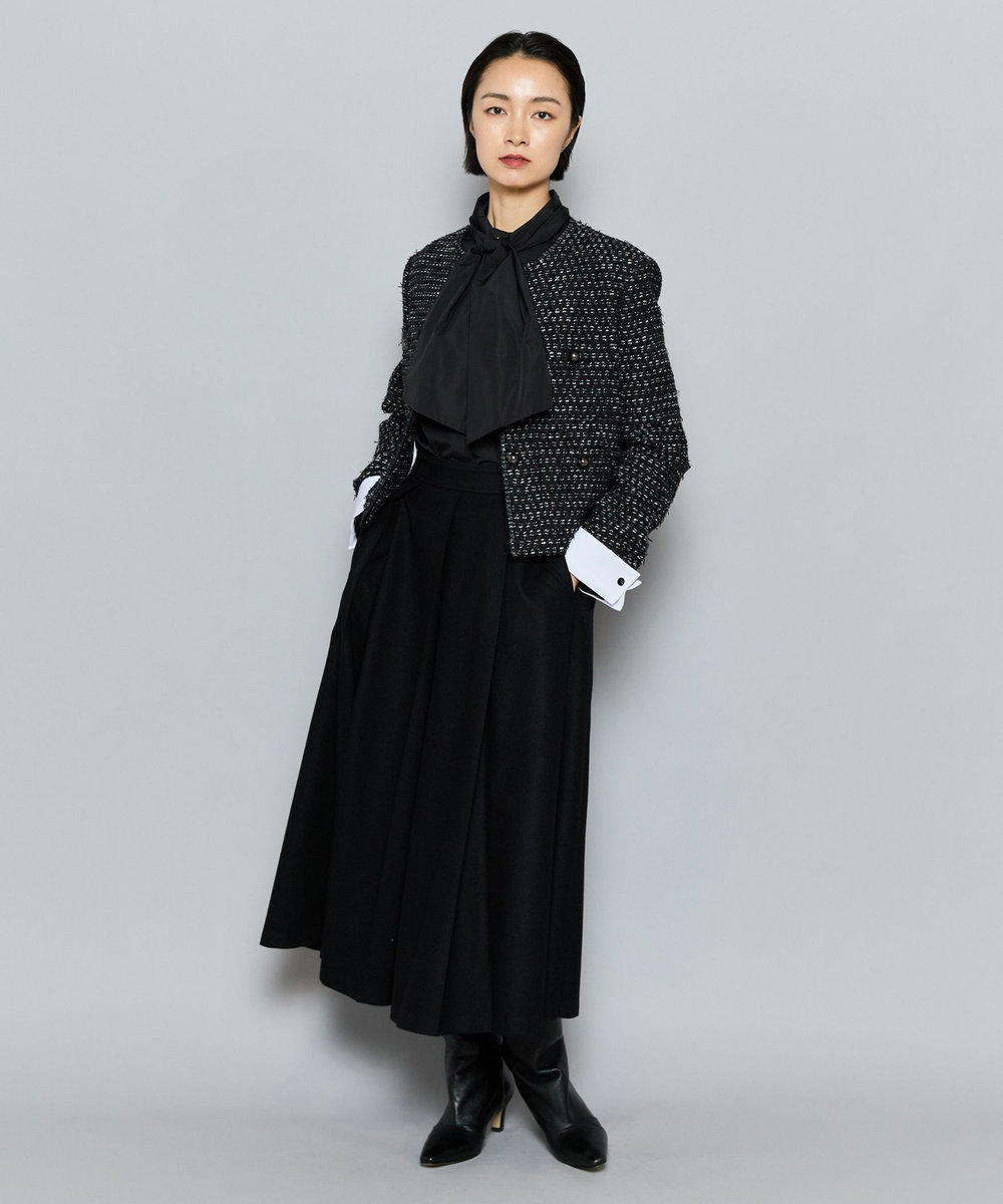 L'EQUIPE COUTURIER シルク混タフタ＆コットンシャツ ブラック