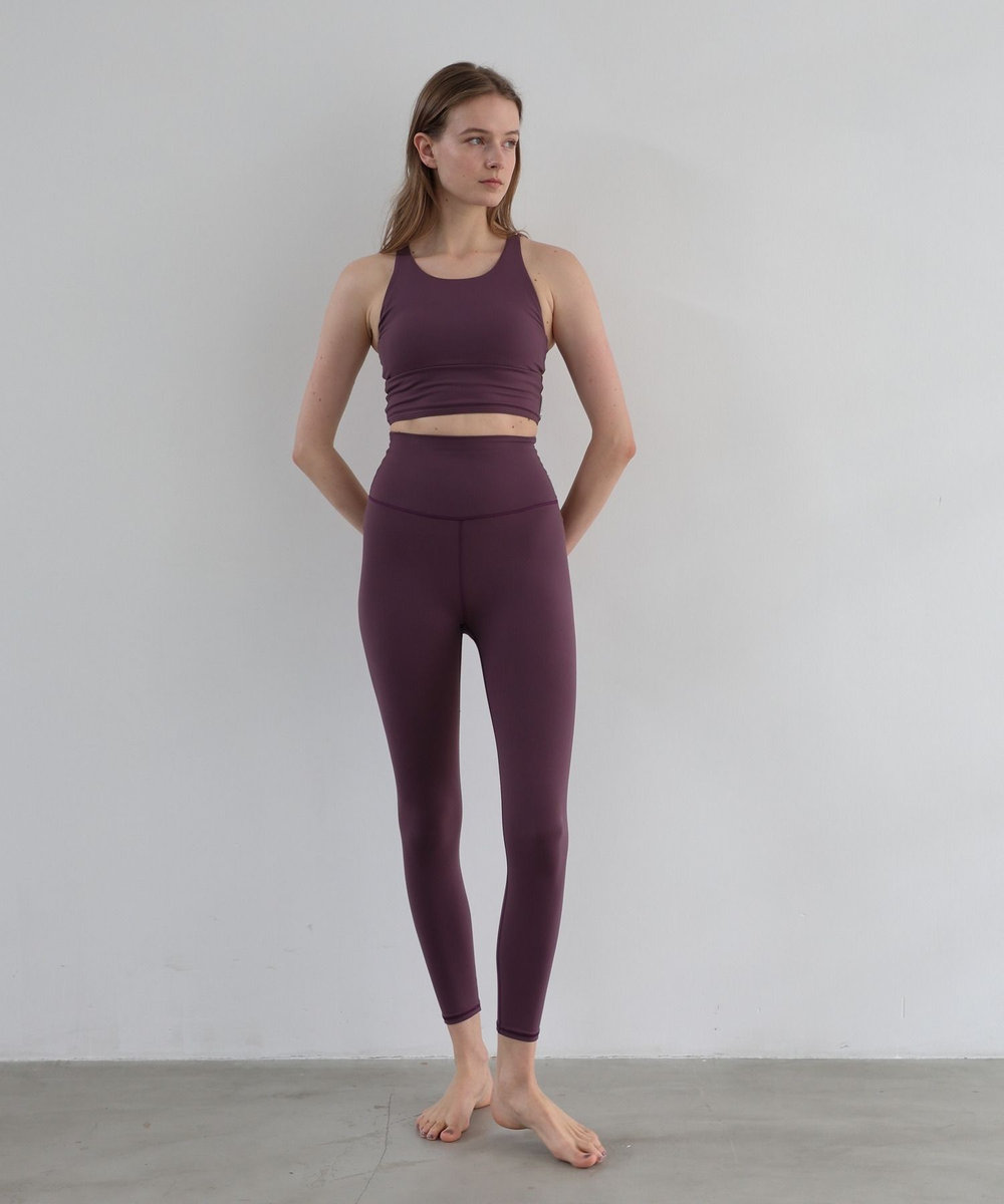 Julier 【定番】プレミアムフローショートトップス/パット付き・UVカット・吸汗速乾・ホットヨガ対応・水着・水陸両用 パープル