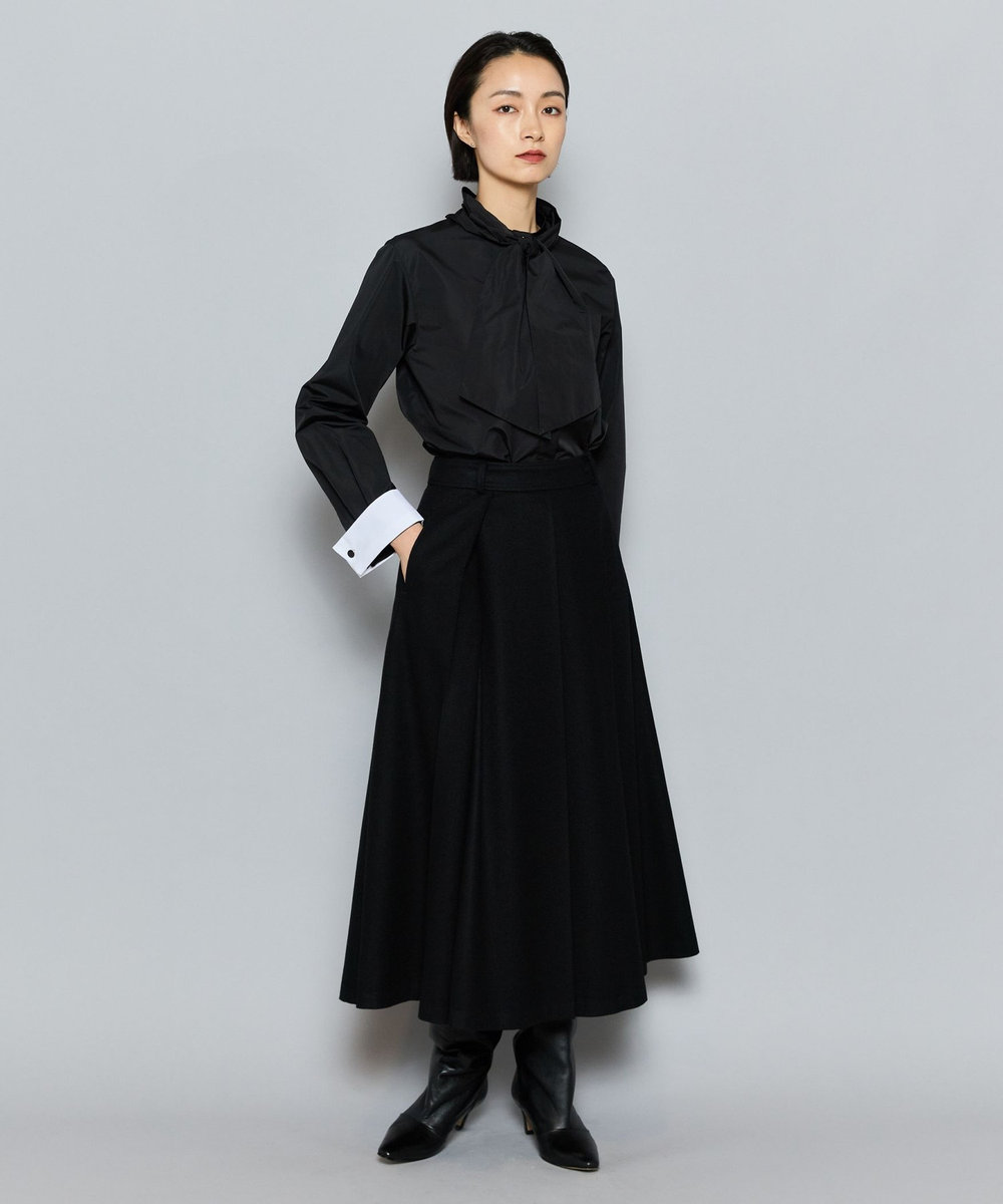 L'EQUIPE COUTURIER シルク混タフタ＆コットンシャツ ブラック