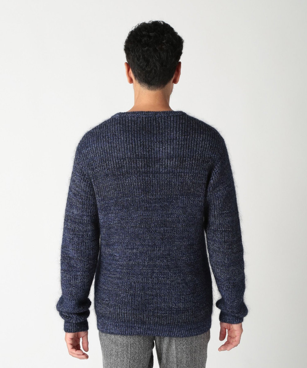 MEN'S BIGI キッドモヘアクルーネックニット ブルー
