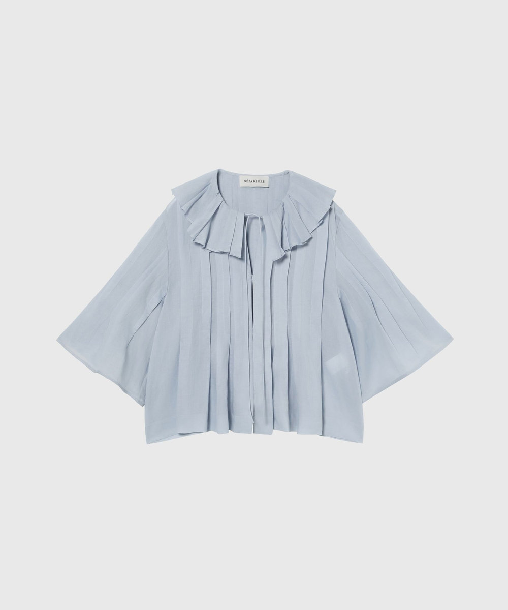 DÉPAREILLÉ 	RAMIE PLEATS SHORT SLEEVE BLOUSE / ラミープリーツショートスリーブブラウス サックスブルー