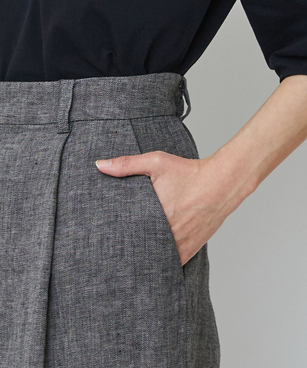 LOISIR 【MTサイズ有り】リネンツイルワイドパンツ ブラック系その他