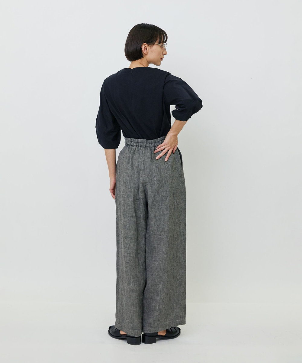 LOISIR 【MTサイズ有り】リネンツイルワイドパンツ ブラック系その他