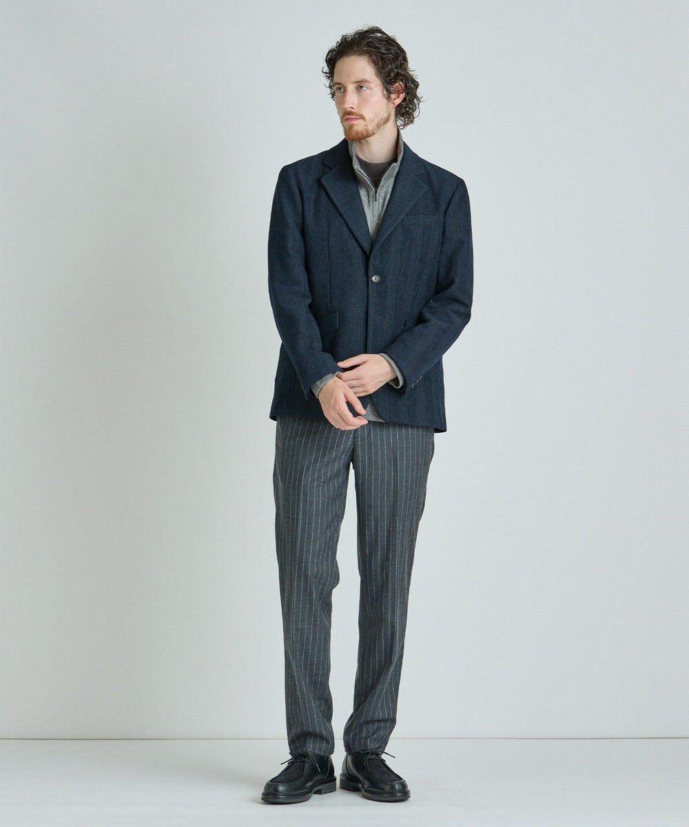 MEN'S BIGI グレンチェックモール テーラードジャケット ネイビー