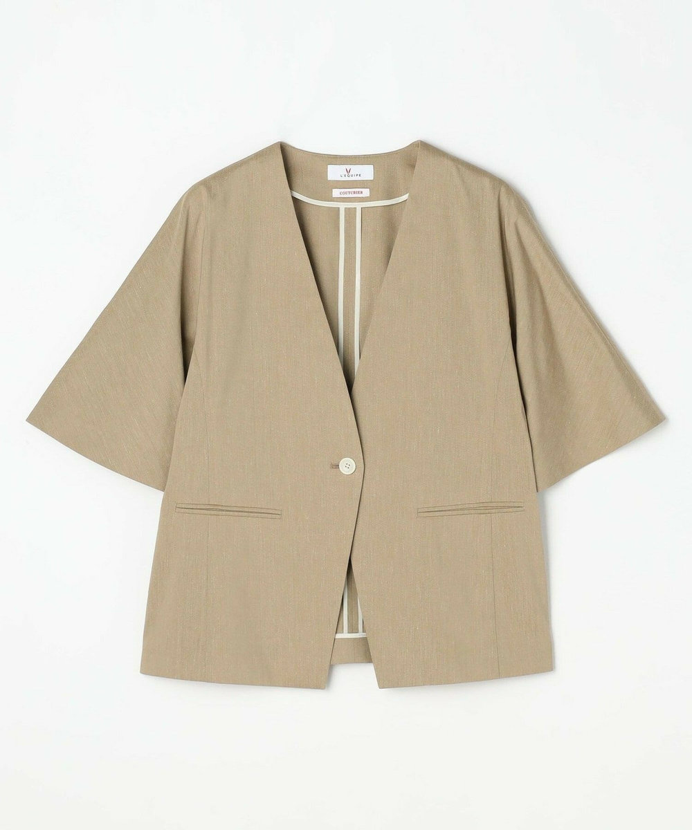 L'EQUIPE COUTURIER ファインリネンクロスジャケット モカ