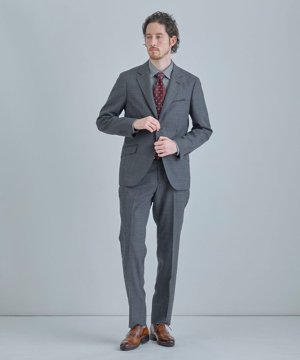 MEN'S BIGI ミックスヤーン/ホップサックテーラードジャケット グレー