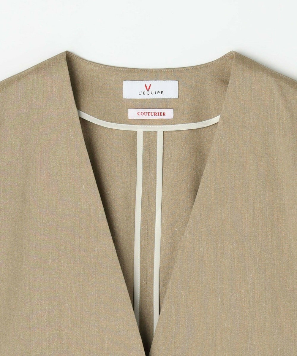 L'EQUIPE COUTURIER ファインリネンクロスジャケット モカ