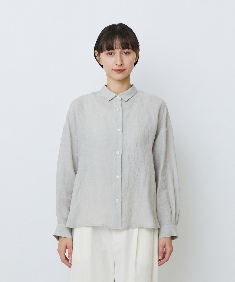 LOISIR グランジリネンボクシーシャツ ライトグレー