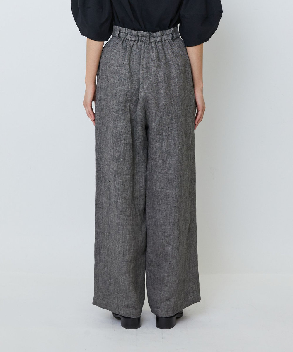 LOISIR 【MTサイズ有り】リネンツイルワイドパンツ ブラック系その他