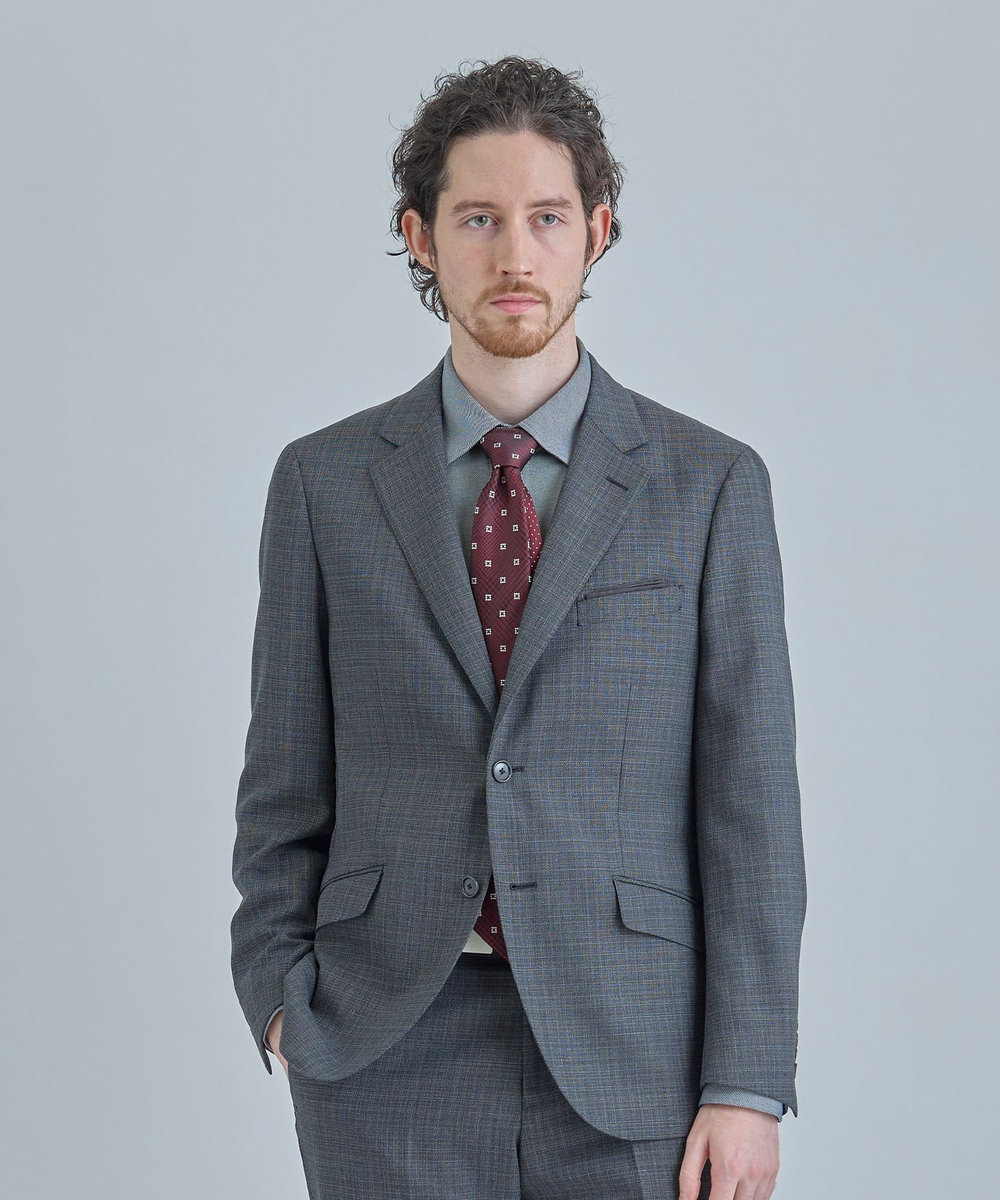 MEN'S BIGI ミックスヤーン/ホップサックテーラードジャケット グレー
