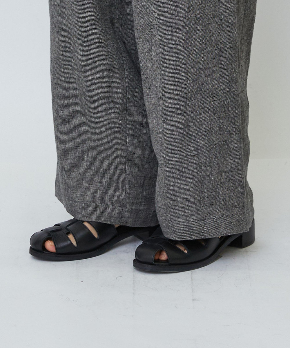 LOISIR 【MTサイズ有り】リネンツイルワイドパンツ ブラック系その他