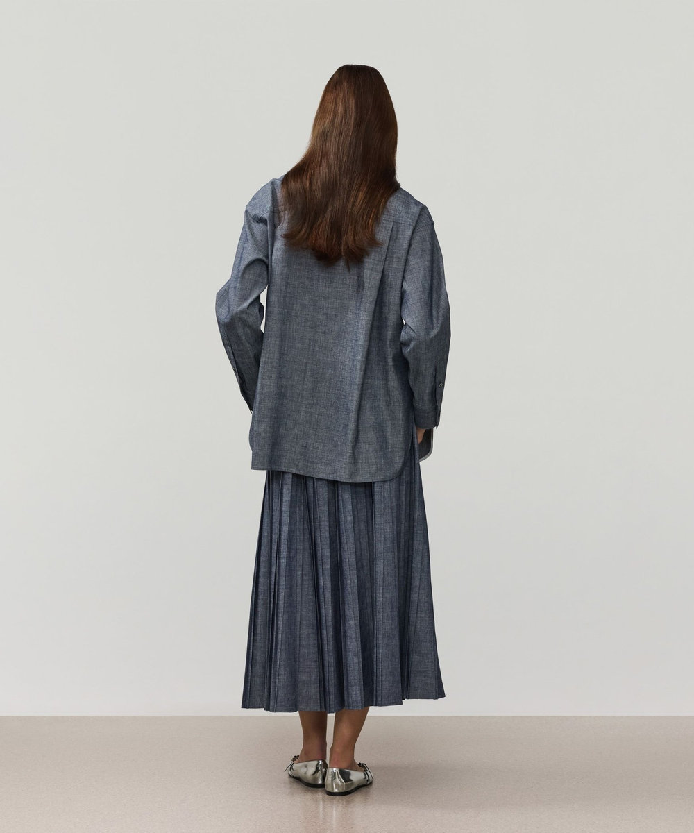 DÉPAREILLÉ 4.5OZ DENIM PLEATS SKIRT / 4.5OZ デニムプリーツスカート インディゴブルー