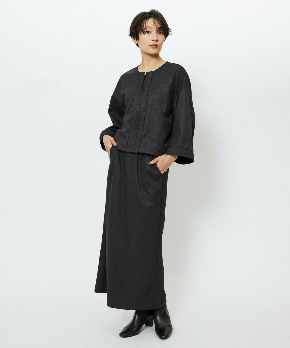 feerique feerique ウールライクニットツイルパイピングスカート チャコールグレー