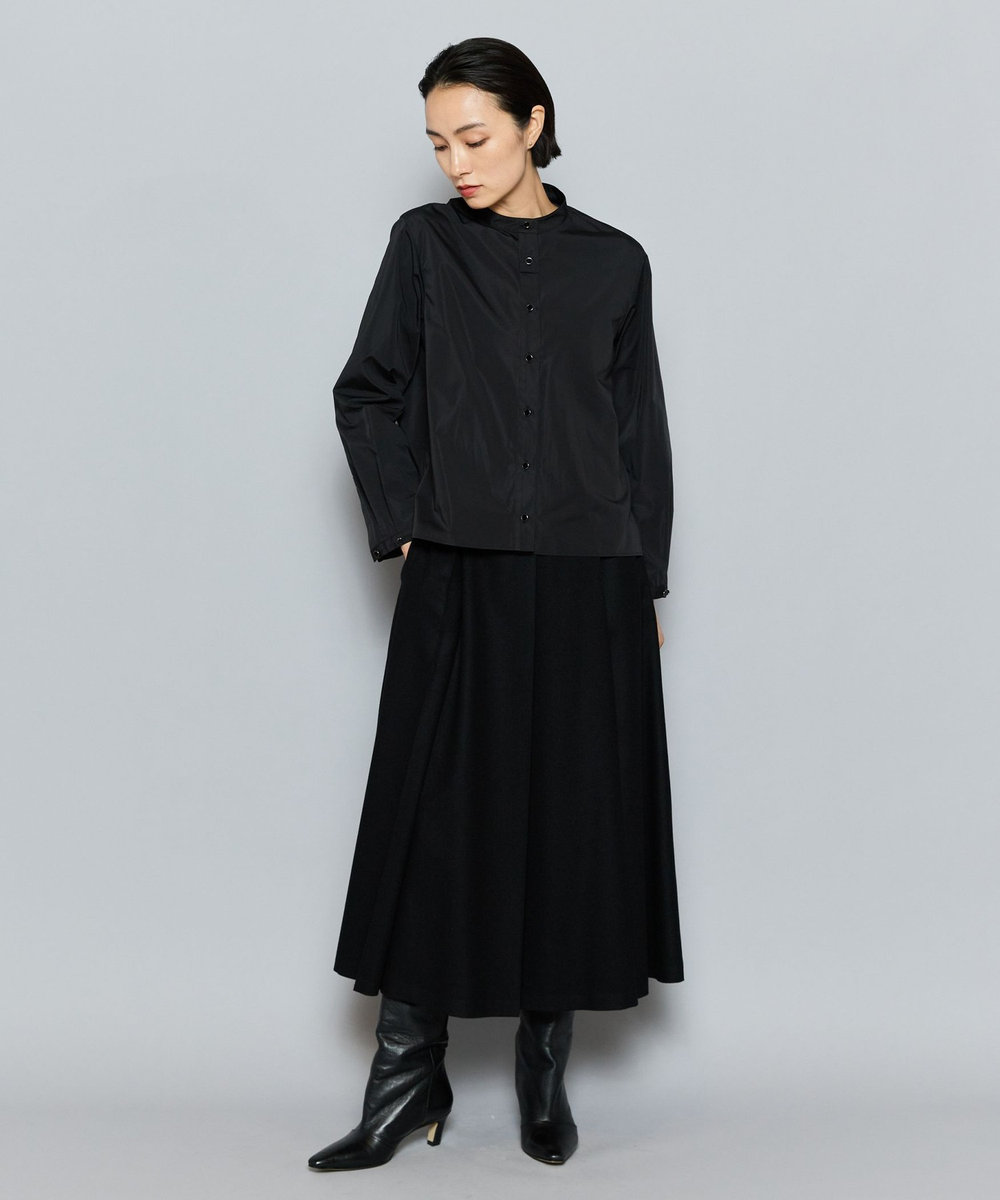 L'EQUIPE COUTURIER シルク混タフタ＆コットンシャツ ブラック
