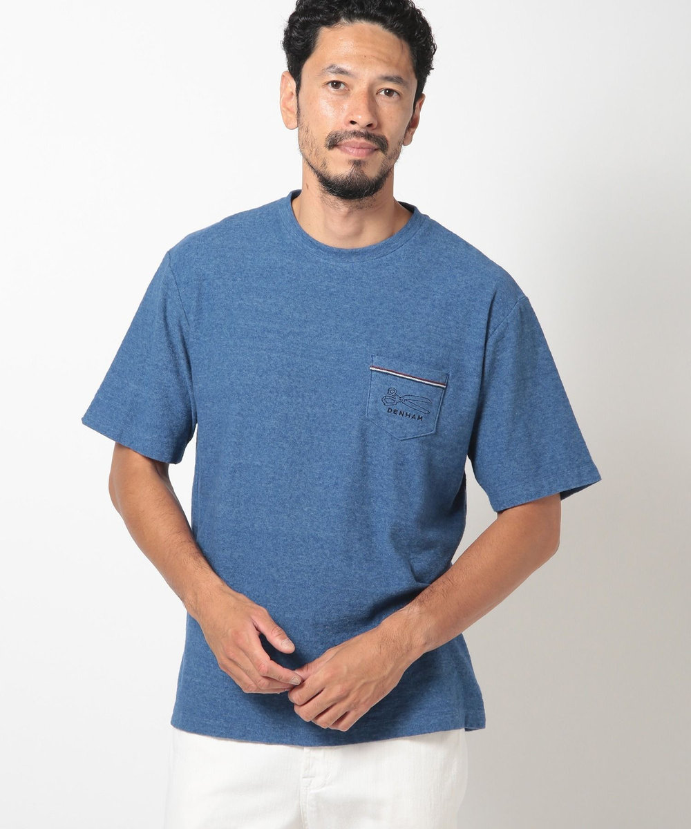 MEN'S BIGI 【DENHAM/デンハム】オーガニック ミニパイルポケットＴシャツ ブルー