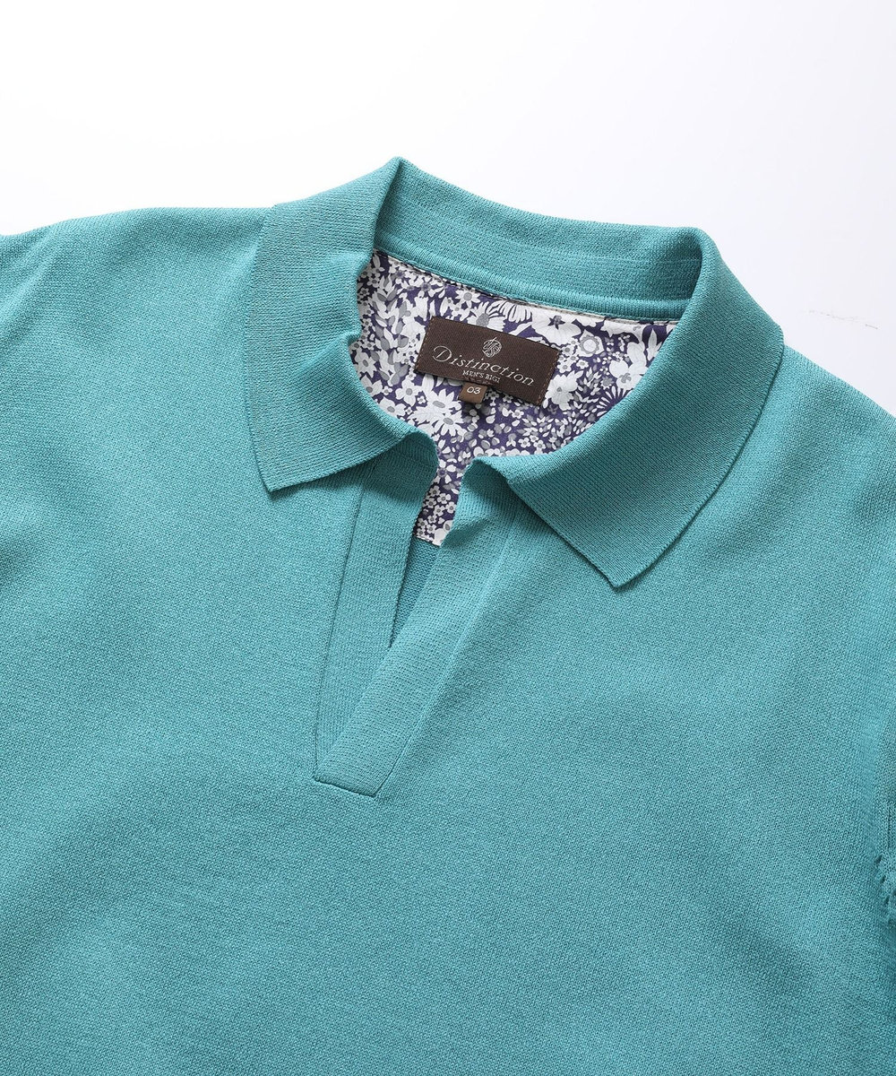 MEN'S BIGI LIBERTYプリントスキッパーニットポロシャツ エメラルド
