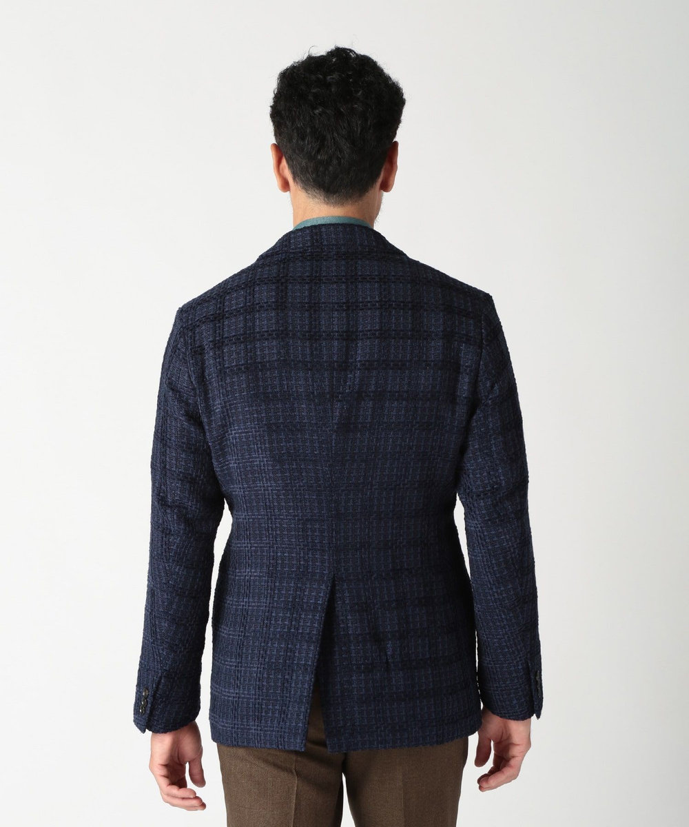 MEN'S BIGI 3Dツイードドビーチェックジャケット ネイビー