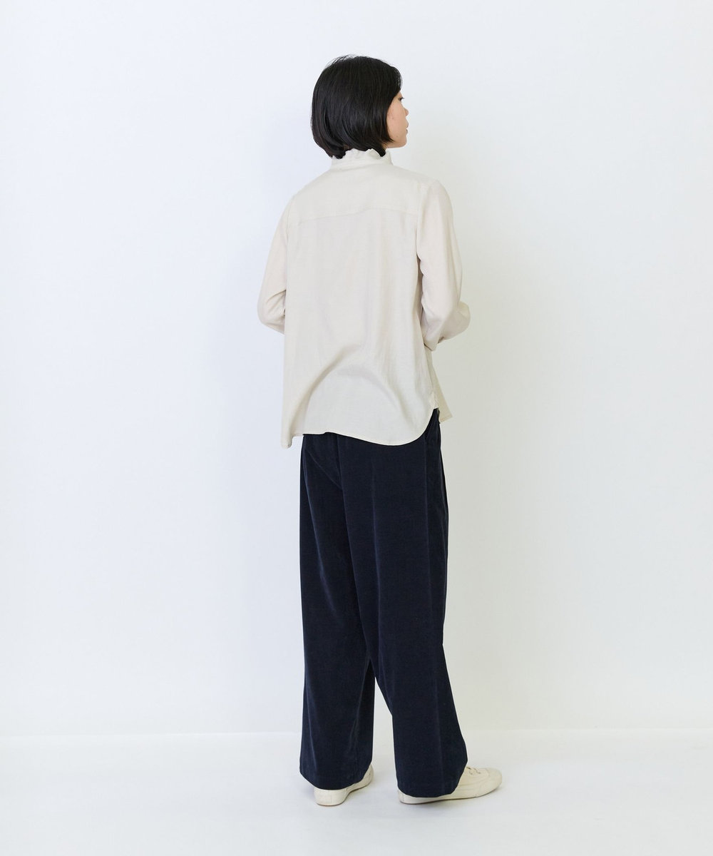 LOISIR 断ち切り二重フレアーカラーブラウス ベージュ