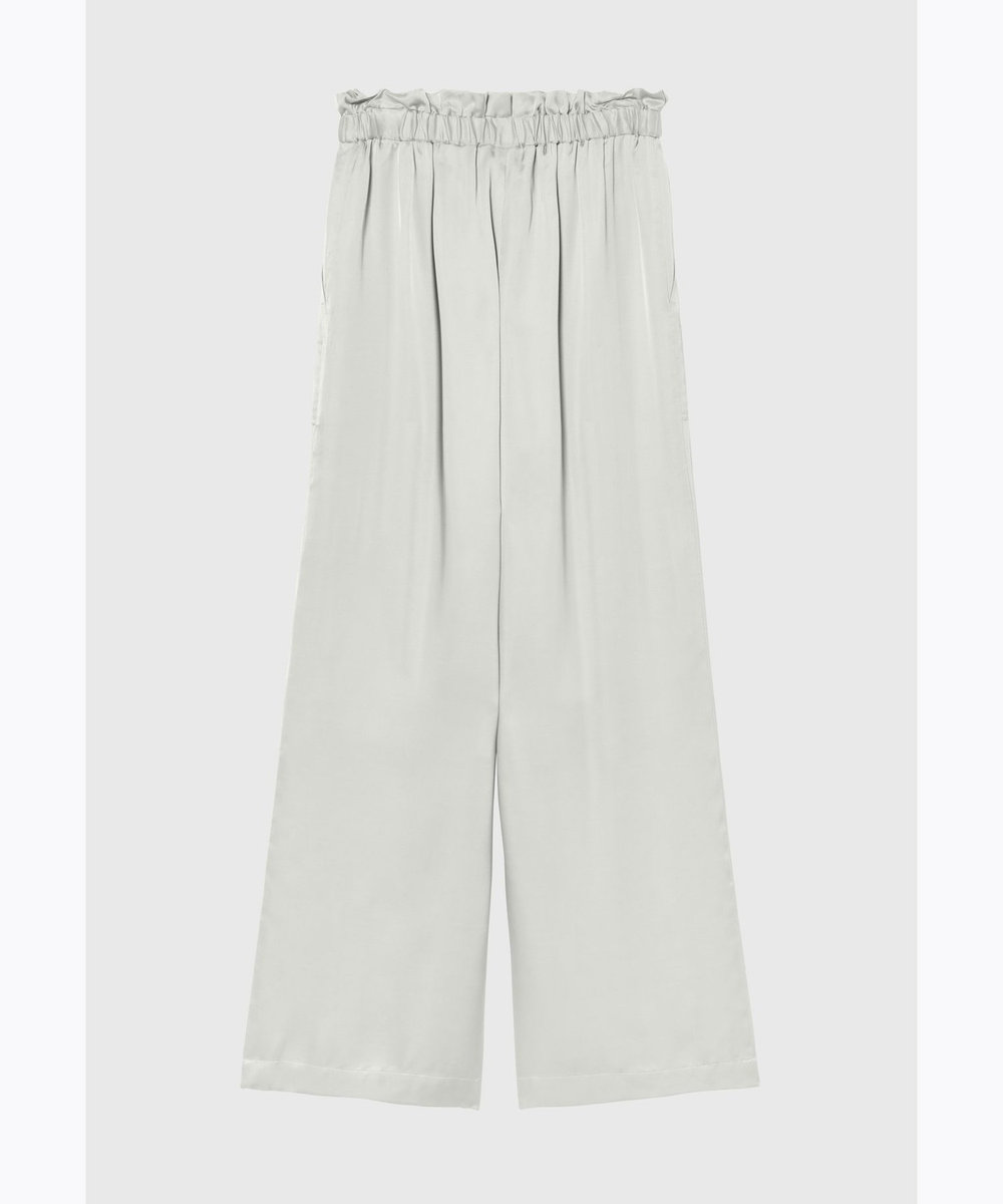 DÉPAREILLÉ VISCOSE SATIN GATHER PANTS / ヴィスコースサテンギャザーパンツ ライトグレー