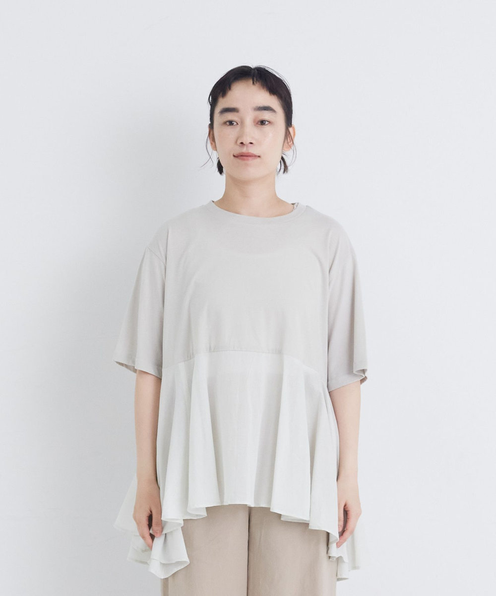 congés payés ADIEU TRISTESSE 【FAVE】インドコットン×カットソーTシャツ ライトグレー