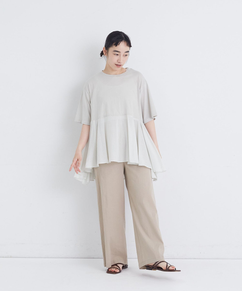 congés payés ADIEU TRISTESSE 【FAVE】インドコットン×カットソーTシャツ ライトグレー