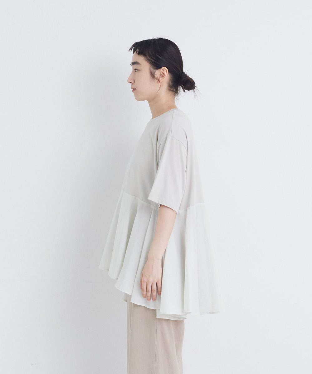 congés payés ADIEU TRISTESSE 【FAVE】インドコットン×カットソーTシャツ ライトグレー