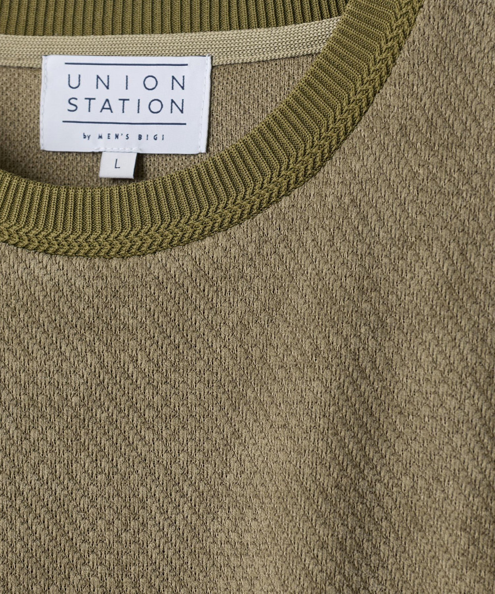 UNION STATION モールジャガードクルーネックカットソー カーキ