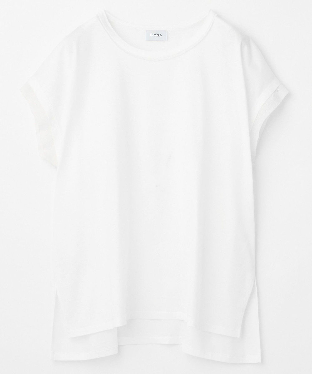 MOGA Lサイズ（大きいサイズ） 【大きいサイズ】60/2天竺メッシュレイヤードクルーネックTシャツ オフホワイト