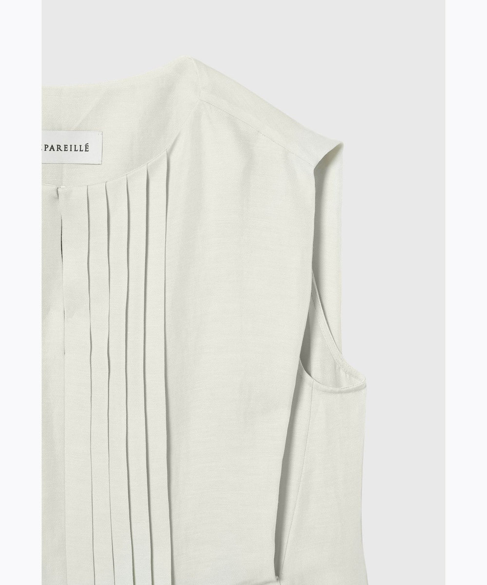 DÉPAREILLÉ TWILL WASHER TUCK NO SLEEVE BLOUSE / ツイルワッシャータックノースリーブブラウス ベージュ