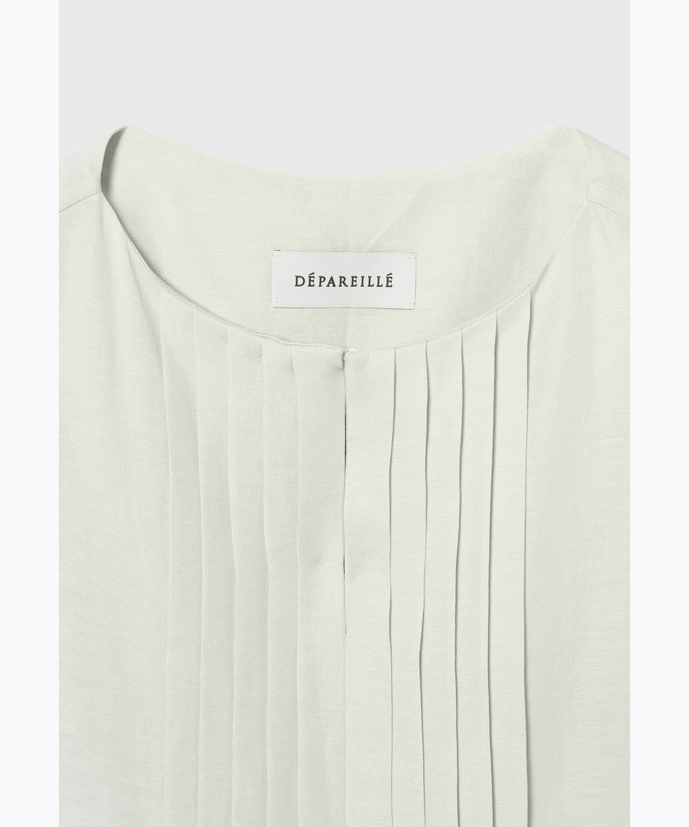 DÉPAREILLÉ TWILL WASHER TUCK NO SLEEVE BLOUSE / ツイルワッシャータックノースリーブブラウス ベージュ