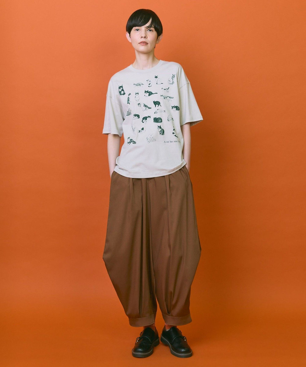 FRAPBOIS 25CATS-Tシャツ グレイッシュベージュ