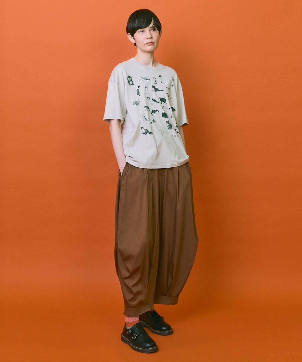FRAPBOIS 25CATS-Tシャツ グレイッシュベージュ