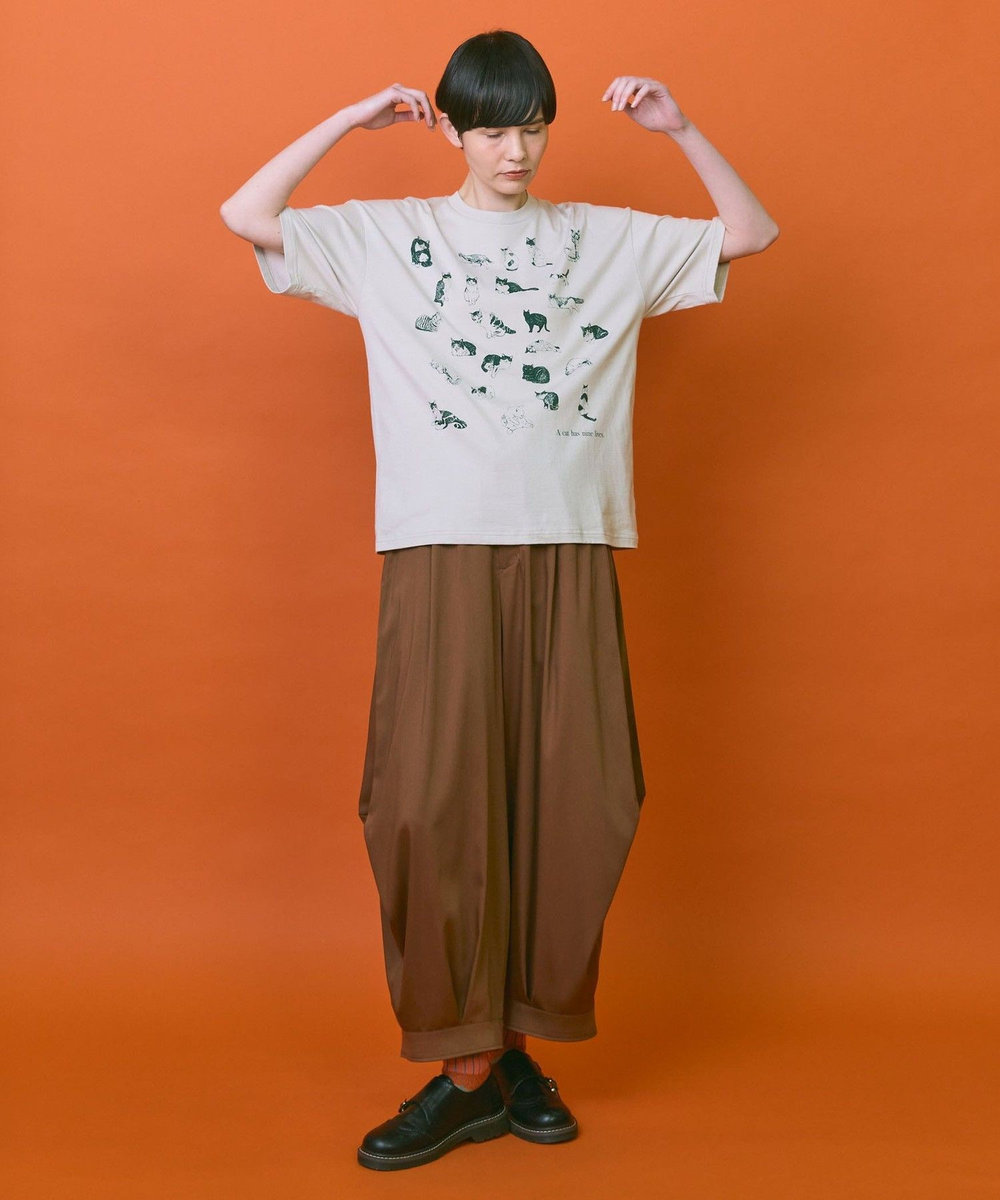 FRAPBOIS 25CATS-Tシャツ グレイッシュベージュ